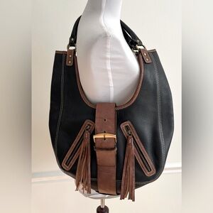 Shoulder Leather Vintage Hobo Boho Bag Sophia Visconti Black